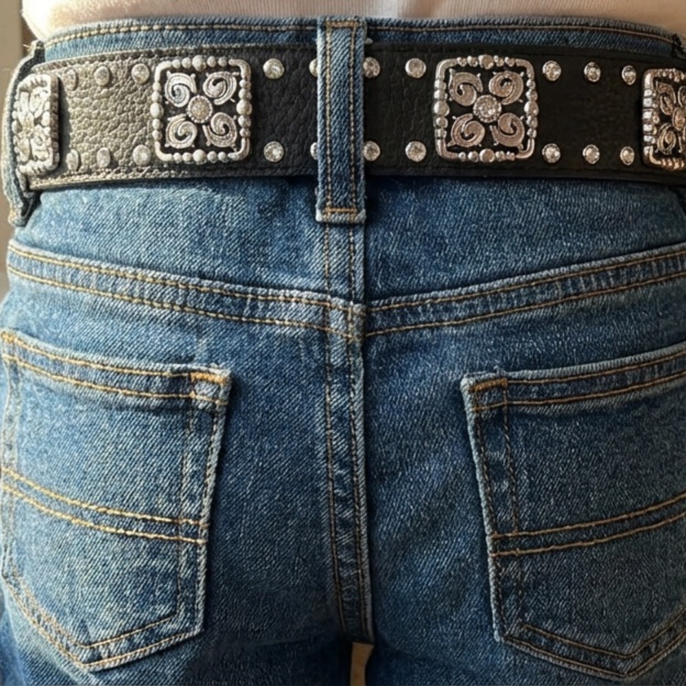 Toddler Cowgirl Belt, black western concho belt
